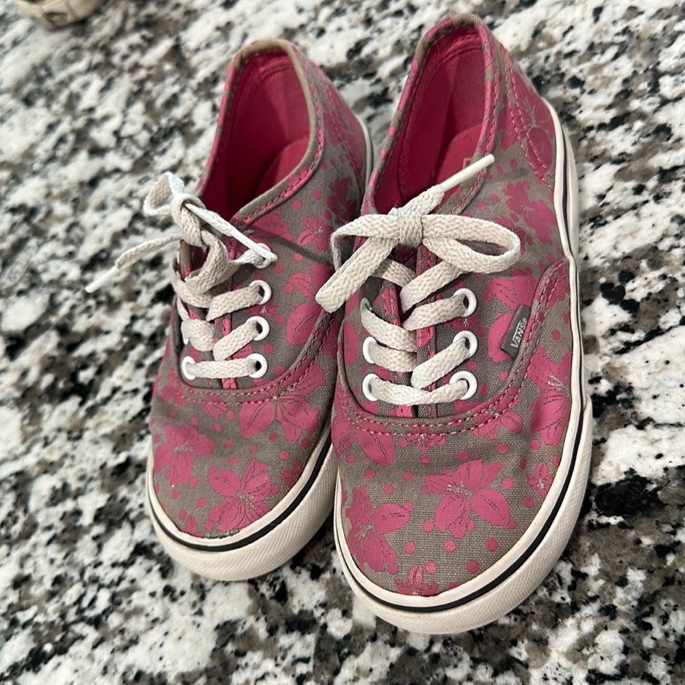 Pink and gray flower vans